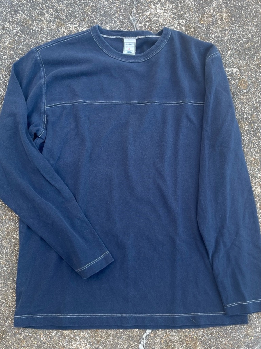 Old Navy Navy Long-Sleeve Crewneck with Contrast Stitching